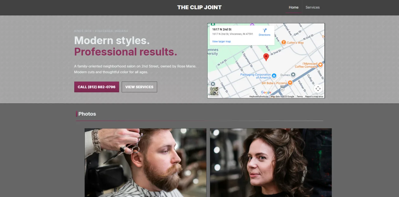 The Clip Joint barbershop website