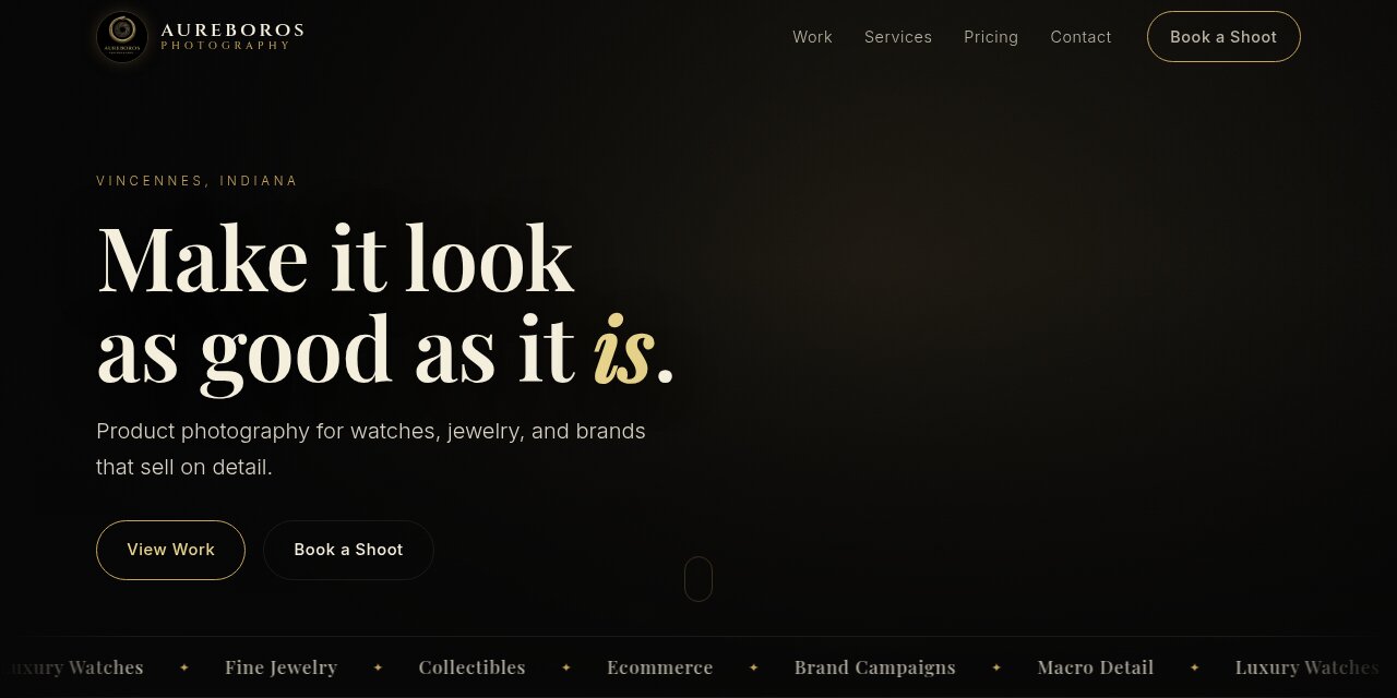Aureboros Photography website screenshot