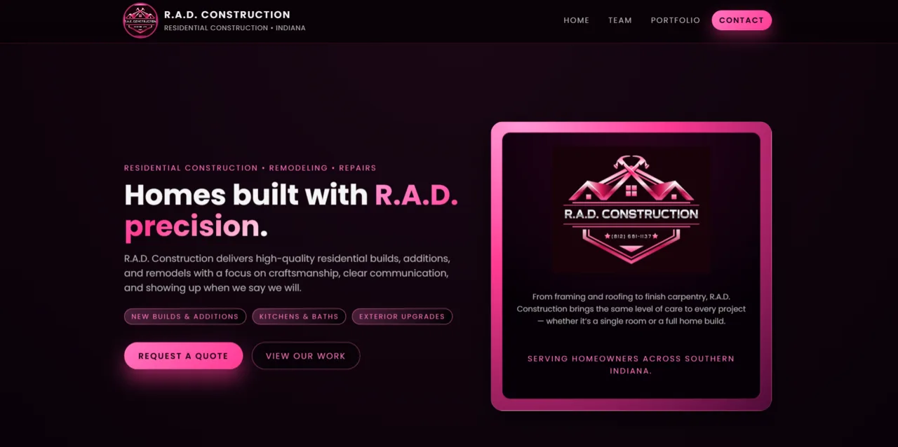 R.A.D. Construction website